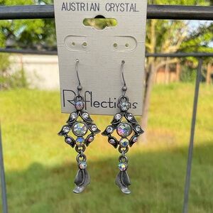 “New” Vintage Austrian Crystal Earrings.  2 1/2” Drop